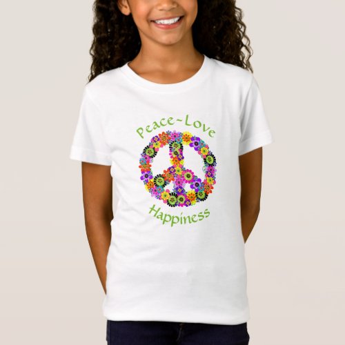 Peace Sign Love  Happiness on White T_Shirt