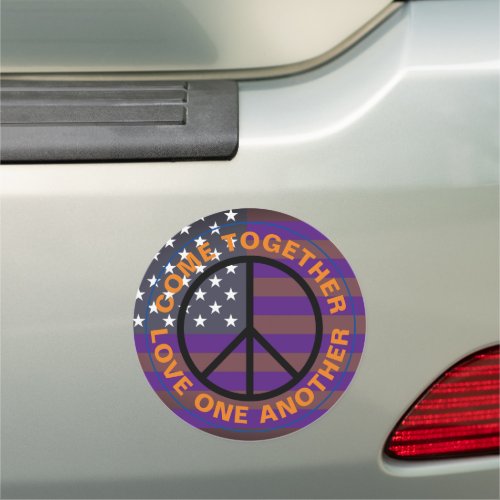 Peace Sign Love One Another Color Flag Car Magnet