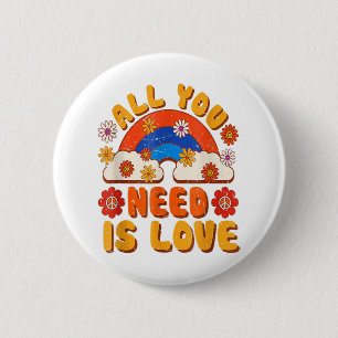 PEACE SIGN LOVE Tie Dye Groovy Button