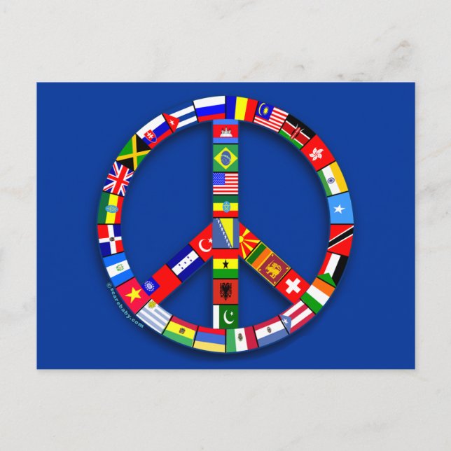 Peace Sign Made of Flags T-shirts, Mugs, Gifts Postcard (Front)