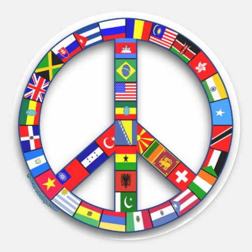 Peace Sign Made of Flags T-shirts, Mugs, Gifts Classic Round Sticker ...