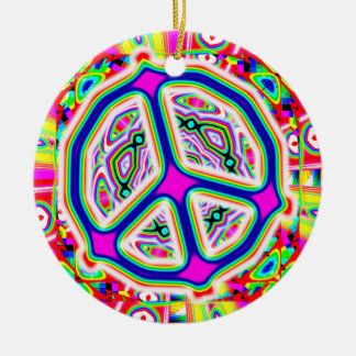 Peace Sign Mandala Ceramic Ornament