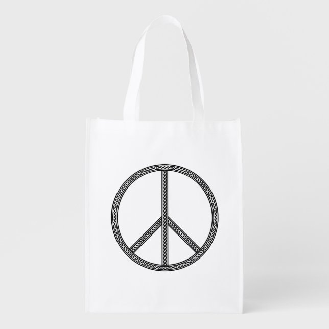 Peace Sign Minimalistic Grocery Bag (Front)