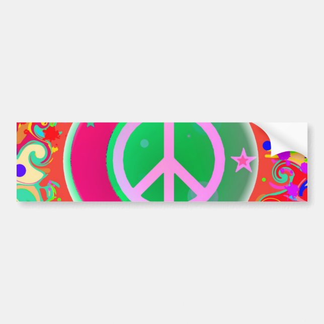 Peace Sign, Moon, Stars & Everything Bumper Sticker (Front)