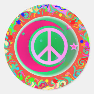 Peace Sign, Moon, Stars & Everything Classic Round Sticker
