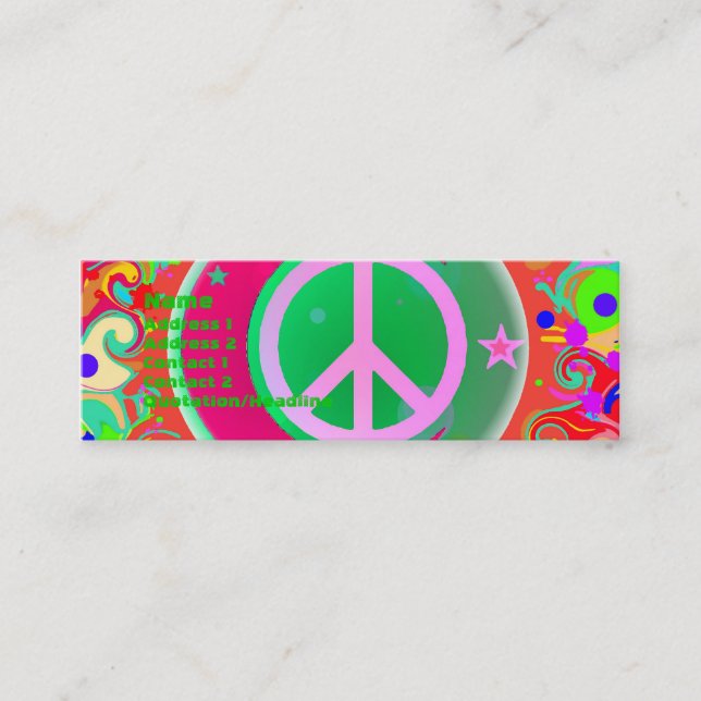 Peace Sign, Moon, Stars & Everything Mini Business Card (Front)