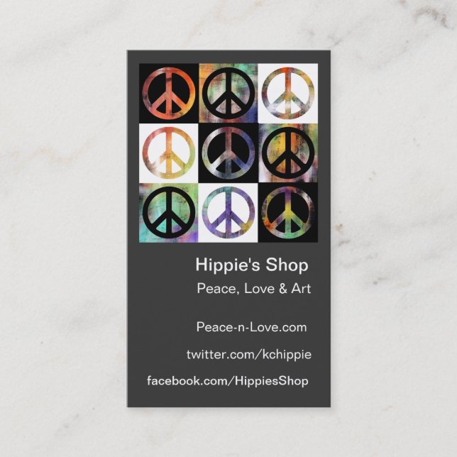 Peace Sign Mosaic Custom Business Cards (Front)