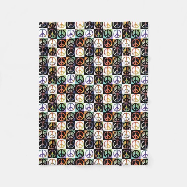 Peace Sign Mosaic Fleece Blanket (Front)