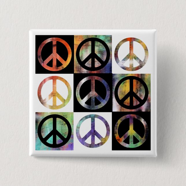 Peace Sign Mosaic Pinback Button (Front)