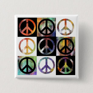 Peace Sign Mosaic Pinback Button