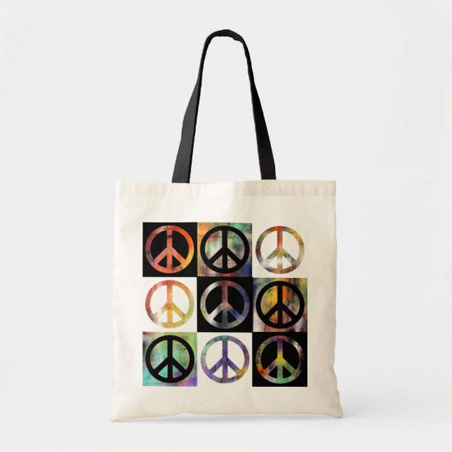 Peace Sign Mosaic Tote Bag (Front)