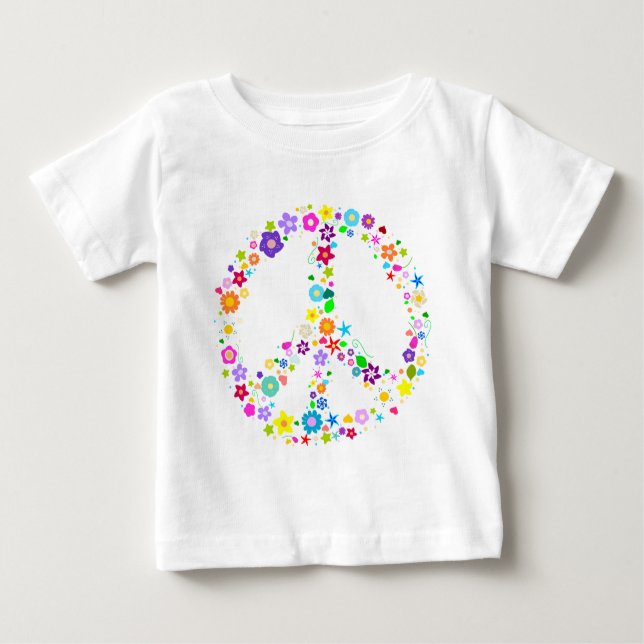 Peace sign of Flowers Baby T-Shirt (Front)