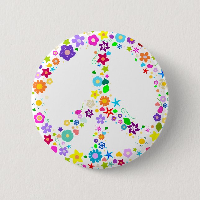 Peace sign of Flowers Button (Front)