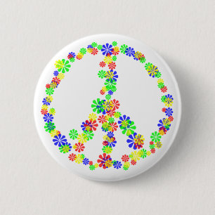 Peace Sign of Flowers Button