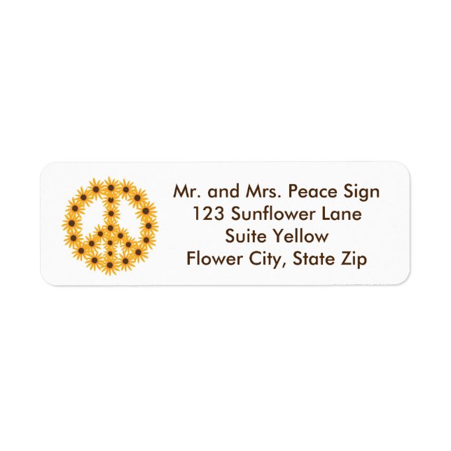 Peace Sign of Yellow Sunflowers Address Labels (Front)