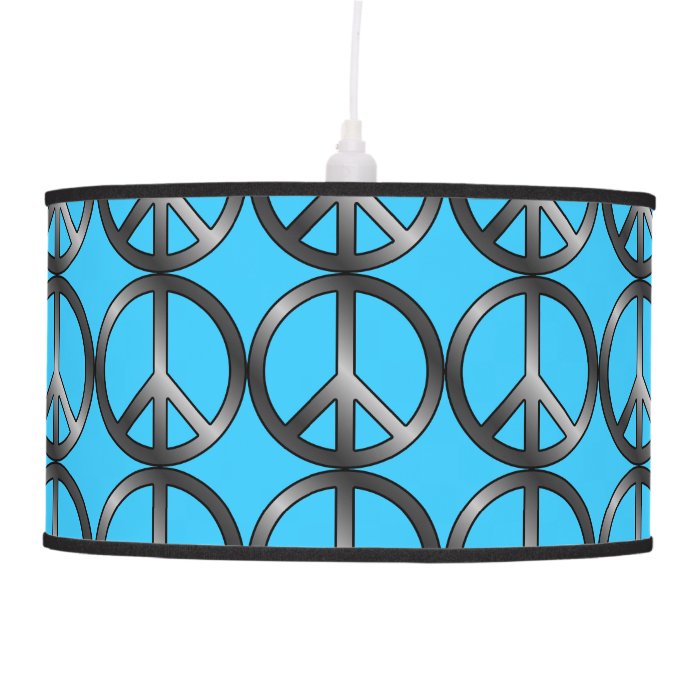 Peace Sign on Blue Lamps