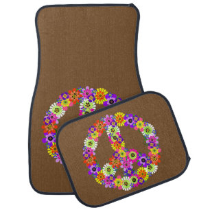 Peace Sign on Brown Car Mat