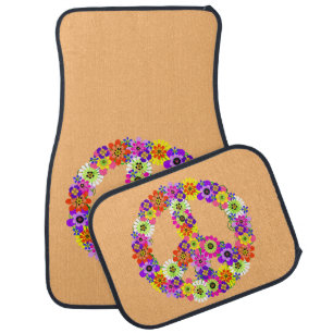Peace Sign on Peach Car Floor Mat