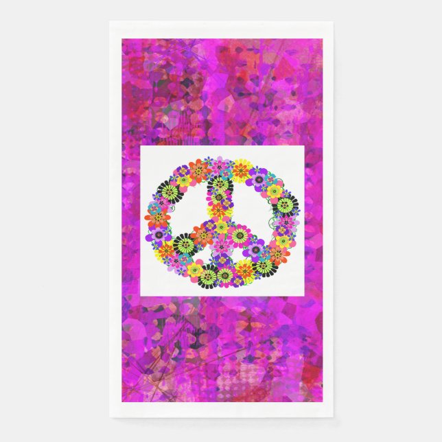 Peace Sign on Petals Paper Guest Towels (Front)