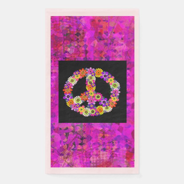 Peace Sign on Petals Paper Guest Towels (Front)