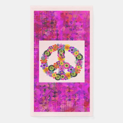 Peace Sign on Petals Paper Guest Towels