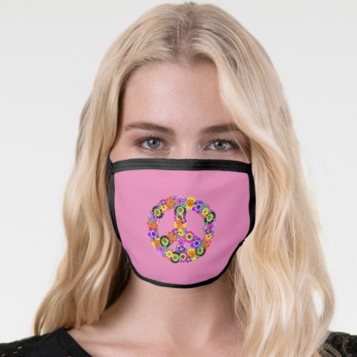 Peace Sign on Pink Face Mask