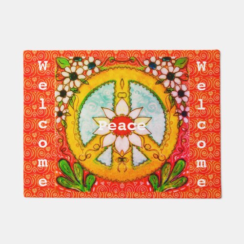 Peace Sign Original Art Welcome Mat