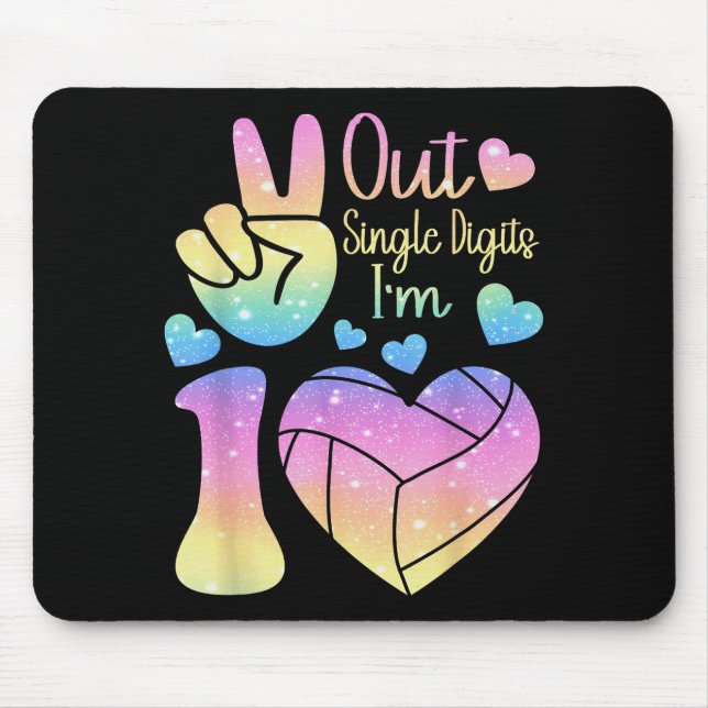 Peace sign out single digits 10 volleyball 10th mouse pad (Front)