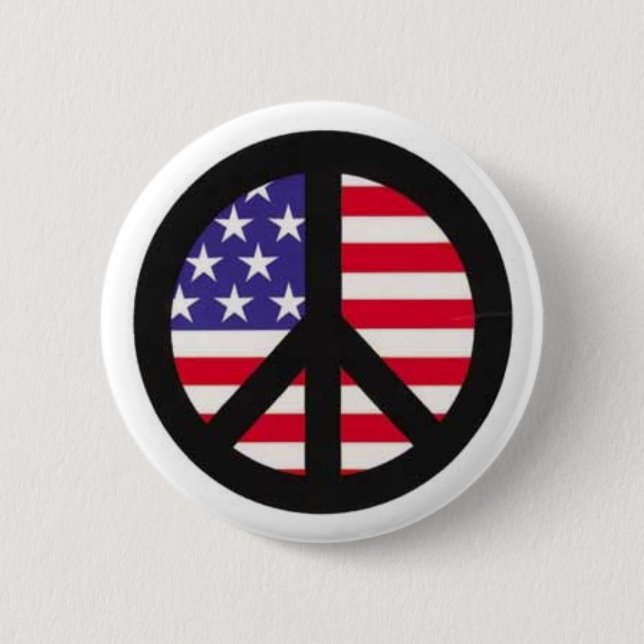 PEACE SIGN OVER AMERICAN FLAG: Custom button! Pinback Button (Front)