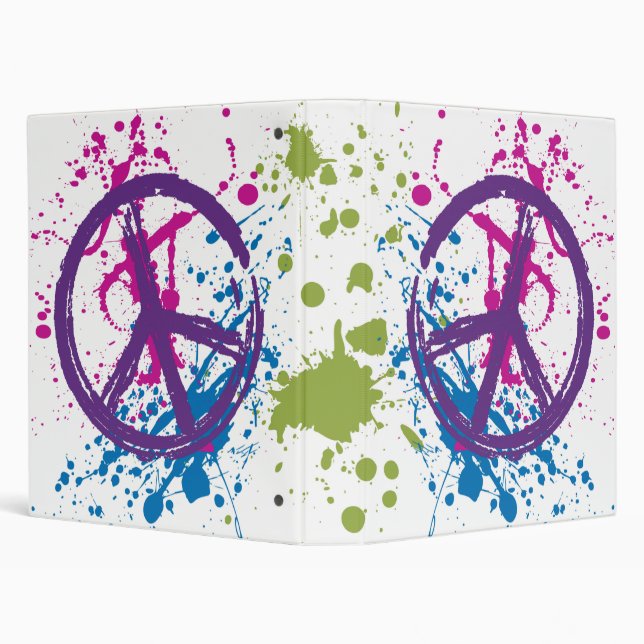 PEACE SIGN PAINT SPLATTER 3 RING BINDER (Background)