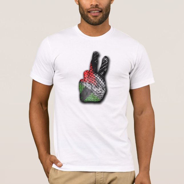 PEACE SIGN PALESTINE CUSTOM FLAG HATTAH T-Shirt (Front)