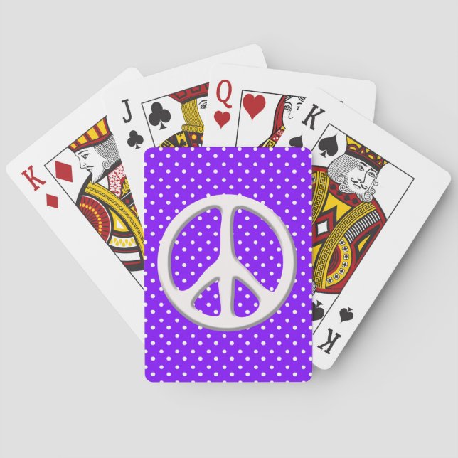 Peace Sign Party in Purple Poker Cards (Back)