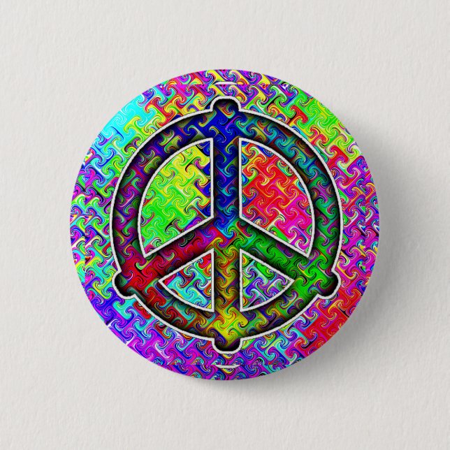 Peace Sign - Pattern Distort Button (Front)