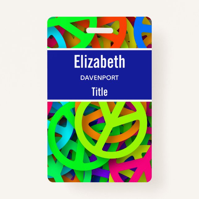 Peace Sign Pattern Groovy Sixties Vibe Badge (Front)