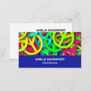 Peace Sign Pattern Groovy Sixties Vibe Business Card