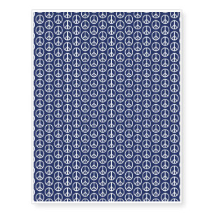 Peace Sign Pattern on Midnight Blue Temporary Tattoos