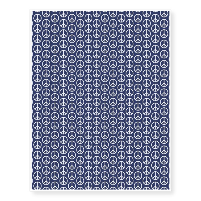 Peace Sign Pattern on Midnight Blue Temporary Tattoos (Front)