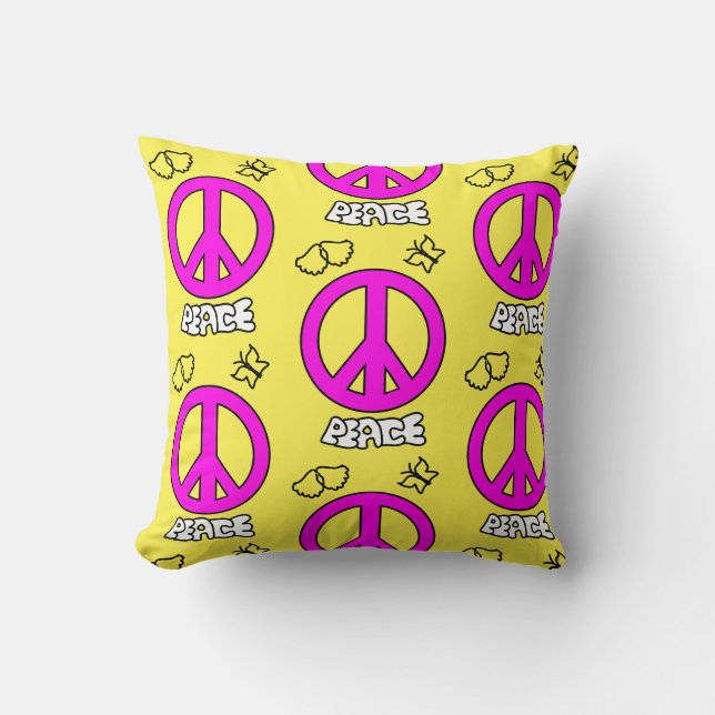 PEACE SIGN PATTERN, THROW PILLOW (Front)