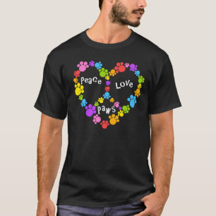 peace sign paws! Rainbow heart! T-Shirt