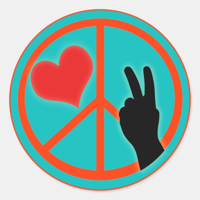 Peace Sign Peace and Love Classic Round Sticker (Front)
