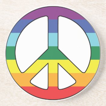Peace Sign Peace Symbol With Flag Colors Drink Coaster by shirts4girls at Zazzle