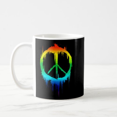 Peace Sign Peaceful 60s 70s Retro Hippie Rainbow  Coffee Mug