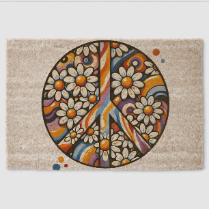 Peace Sign Peaceful Hippie Fiber Doormat
