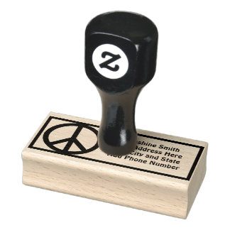 PEACE SIGN Personalizable Rubber Stamp