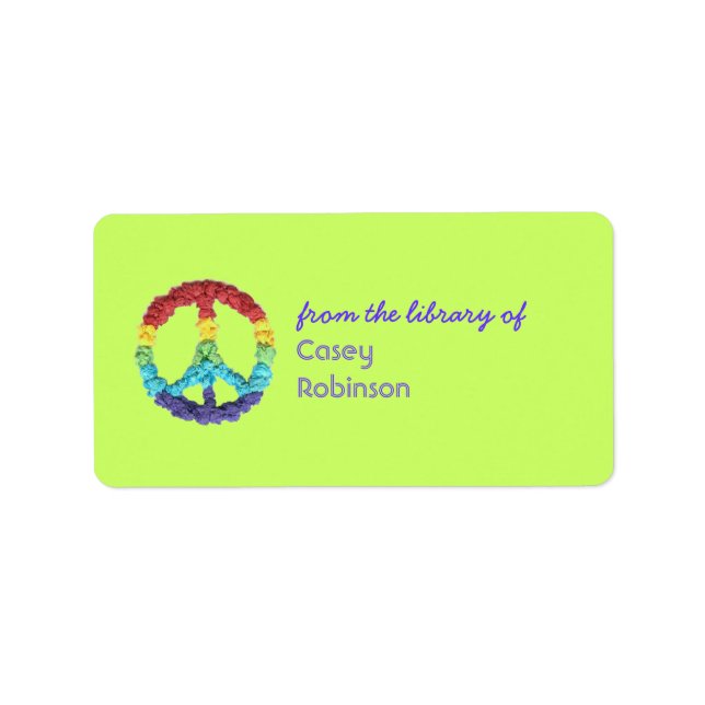 Peace sign personalized bookplate (Front)