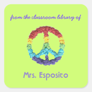 Peace sign personalized teacher gift bookplate