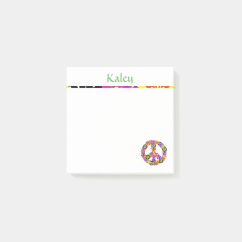 Peace Sign Personalized with Name Post_it Notes