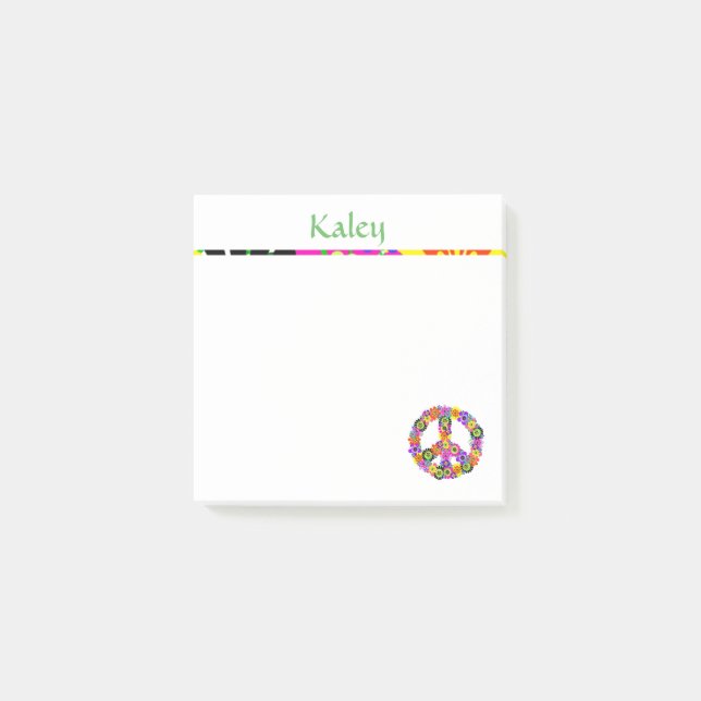 Peace Sign Personalized with Name Post-it Notes (Front)