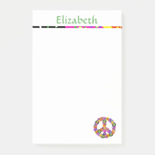 Peace Sign Personalized with Name Post_it Notes