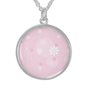 peace sign pink boho jewelry necklace